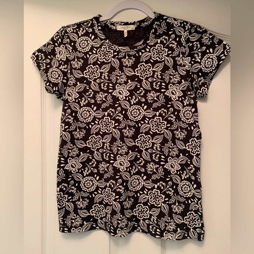 Rag & Bone Floral Short Sleeve Tee Sz Xs